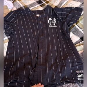 Hollister Black and White Striped Shirt